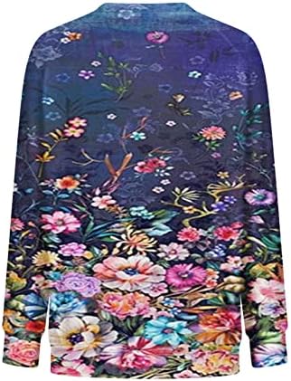 Kadın Ekip Boyun Spandex Kıyafetler Ceket Kazak Manşet Uzun Kollu Çiçek Baskı Gevşek Fit Kış Sonbahar Kıyafetler 2023 MQ