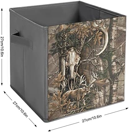 Buck Kafatası Avcılık Sahne Büyük Küpler eşya kutuları Katlanabilir kanvas saklama kutusu dolap düzenleyiciler Raflar için