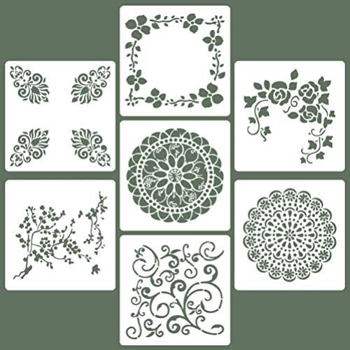 EXCEART Kiremit Şablon Alfabe Şablonlar 14 adet Mandala Boyama Şablonlar Mandala Çiçek Şablonları Şablonlar için Zemin Duvar