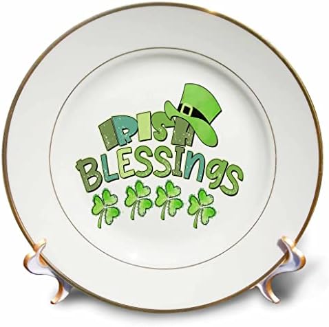 3dRose Aziz Patrick Günü İrlanda Kutsamaları Dört Yapraklı Yonca ve Silindir Şapka Plakaları ile (cp-374631-1)