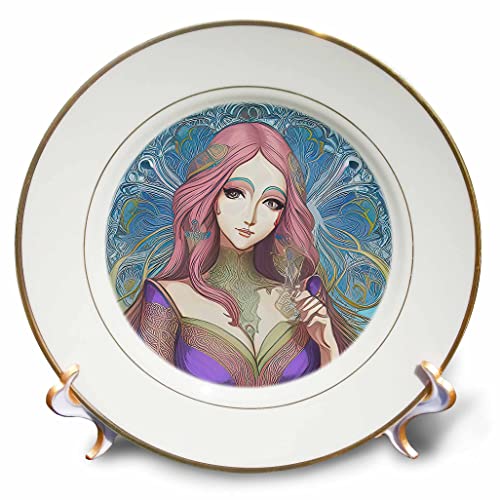 3dRose Art Nouveau Kadın. Kızıl Saçlı Akıllı ve Tatlı Fantezi Prenses - Tabaklar (cp-376028-1)