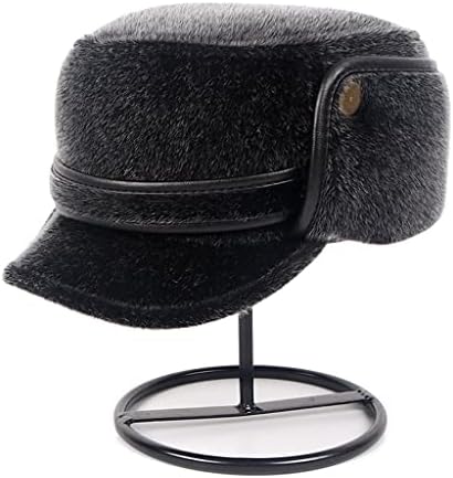 Şapka Kış Rus Bombacı şapka sıcak Baba şapka Earflaps beyzbol şapkası Baba Şapka Siyah düz kap