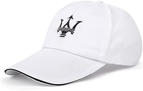 ARKOSKNIGHT Ayarlanabilir Işlemeli Beyzbol Kapaklar Maseretti-Logo Yarış Motor Şapka Moda Sokak Dans Spor Seyahat (Beyaz)