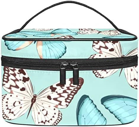 LORVIES Renkli Kelebekler Kozmetik Çantası Tuval Seyahat makyaj çantası Üst Kolu Tek Katmanlı Makyaj çanta düzenleyici Çok