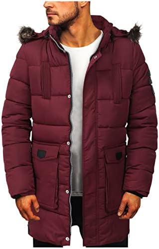XXBR Tunik Aşağı Ceketler Mens için, Kış Pamuk-yastıklı sıcak tutan kaban Orta uzunlukta Uzun Palto Rüzgar Geçirmez Kapüşonlu