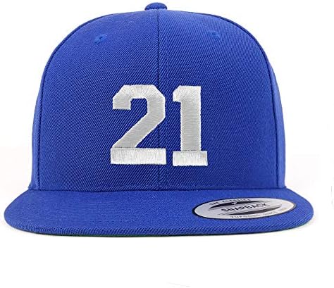 Trendy Giyim Mağazası Numarası 21 Beyaz İplik İşlemeli Düz Fatura Snapback Beyzbol Şapkası