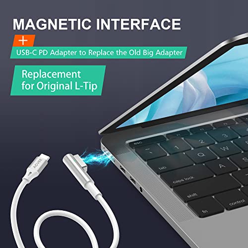 AGVEE 10ft USB-C'den Manyetik L Uçlu Kabloya, Tip-C PD 85W Güç Hızlı Şarj Dönüştürücü Konektörü MacBook Pro Air için Yedek