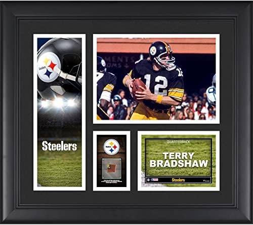 Terry Bradshaw Pittsburgh Steelers, 15 x 17 Oyuncu Kolajını bir Parça Oyunda Kullanılan Futbol-NFL Oyuncu Plakları ve Kolajlarıyla