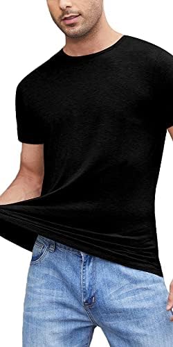 Erkek Bambu Yaz Kısa Kollu Gömlek Soğutma Rahat Ekip Boyun T Shirt Spor Süper Yumuşak Hafif