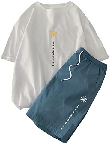 GORGLİTTER erkek 2 Parça Kıyafetler Grafik T-Shirt ve şort takımı Plaj Yaz Eşofman Giysileri