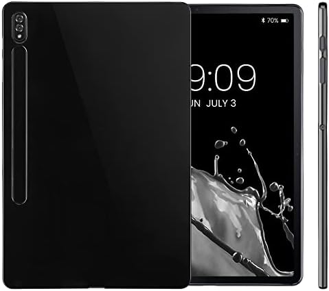 kwmobile TPU Silikon Kılıf Samsung Galaxy Tab S8+ Plus/Galaxy Tab S7+ Plus ile Uyumlu-Kılıf Yumuşak Esnek Şok Emici Kapak-Siyah