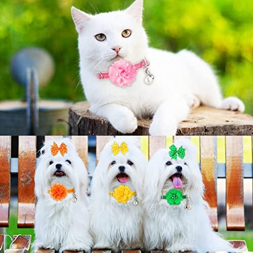 80 Adet Köpek Çiçek Yay Yaka 1.96-3.94 İnç Köpek Takılar Çiçek Çok Renkli köpek tasması Çiçek Seti PET Yavru kedi köpek tasması