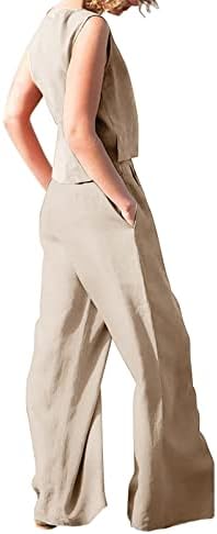 Bayan Pantolon Setleri Keten Pantolon Setleri İki Parçalı Düz Bacak Düz Yaz Sonbahar Pantolon Setleri 2023 Elbise Moda MK