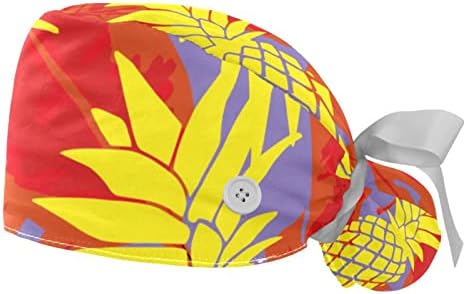 Kelebek Fırçalama Şapkalar Kadınlar için Uzun Saç, Çalışma Kap Düğmesi ve Ter Bandı, Unisex Kravat Geri Şapka 2 Paket