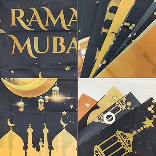 JKQ Ramazan Mübarek Zemin Afiş 71x43 İnç Müslüman Ramazan Arka Plan Afiş Fener Ay Kale İslam Eid Mubarak Festivali Parti