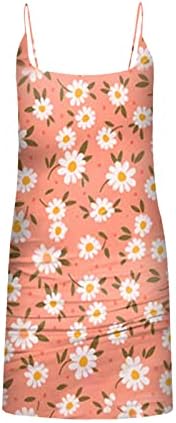 Mini Spagetti Kayışı Elbiseler Kadınlar için Çiçek Baskılı Sundress Backless Plaj Tatil Elbise Kısa Spagetti kemerli elbise