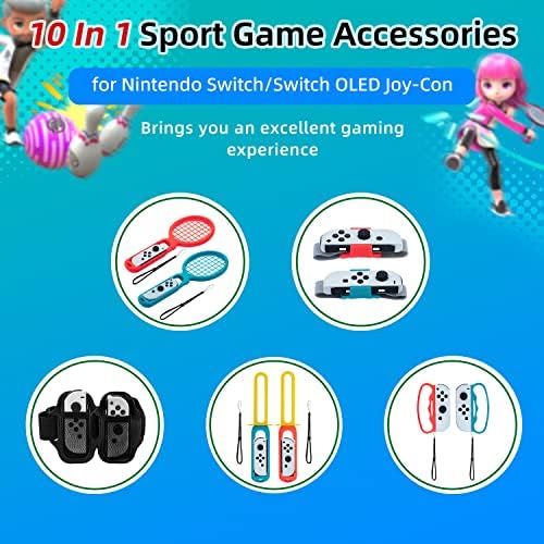 Mcbazel Anahtarı Spor Aksesuarları Paketi, 10 in 1 Kiti için Anahtarı/ Anahtarı OLED Spor Oyunları ile Tenis Badminton Raketleri,