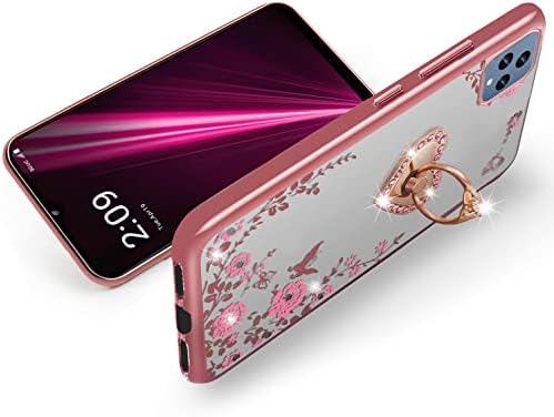 B-wishy için Revvl 6 5G / T-Cep T Telefon 5G Glitter Kristal Kelebek Kalp Çiçek İnce TPU Lüks Bling Sevimli Koruyucu Kapak