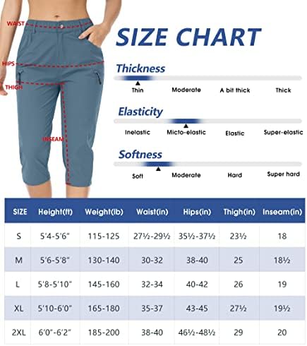 Yürüyüş pantolonu Kadınlar için Hafif Açık Kargo Capri Atletik Rahat UPF 50 Hızlı Kuru fermuarlı cepler