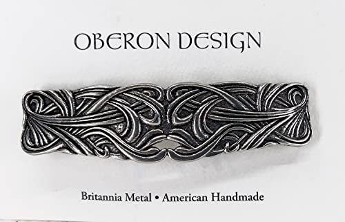 Orta Art Nouveau Girdap Saç Tokası, ABD'de Oberon Design tarafından 70 mm'lik bir Klipsle Yapılan El Yapımı Metal Saç Tokası