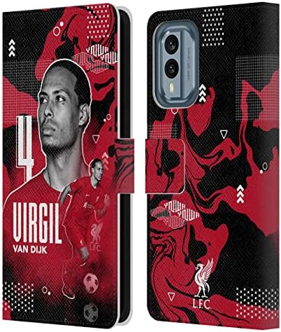 Kafa Çantası Tasarımları Resmi Lisanslı Liverpool Futbol Kulübü Virgil Van Dijk 2022/23 İlk Takım Deri Kitap Cüzdan Kılıf