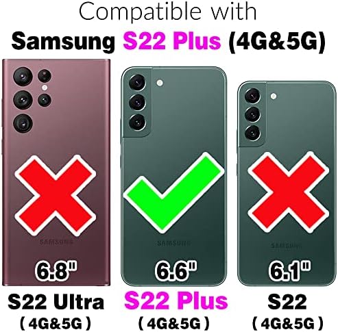 Samsung Galaxy S22 Artı 5G Cüzdan Kılıf ve Temperli Cam Ekran Koruyucu ile Uyumlu Asuwish Gaxaly S22+5G Galaksiler S22plus