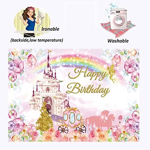 OFİLA Prenses Mutlu Doğum Günü Partisi Zemin 8x6ft Kraliyet Kale Arabası Fotoğraf Arka Plan Afiş Prenses Doğum Günü Partisi