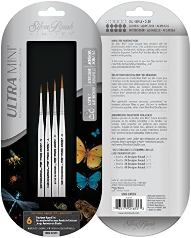 Gümüş Fırça Sınırlı Ultra Mini Ultimate Yuvarlak Fırça Seti, Akrilik ve Suluboya Fırçaları, Kısa Saplı Sanat Fırçaları, 4