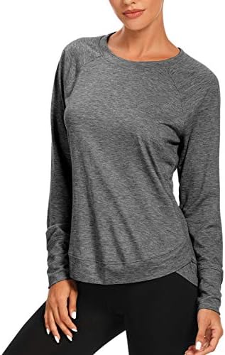Muznıuer Bayan Uzun Kollu Egzersiz Gömlek-Uzun Kollu Gömlek Kadınlar için Yoga Spor Koşu Gömlek Egzersiz Üst