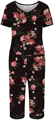 Kadın Kapri Düz Bacak pantolon setleri Şakayık Leopar Baskı Çiçek Grafik pantolon Setleri Sonbahar yazlık pantolonlar Setleri