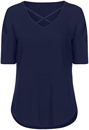 Üst Kadın Sonbahar Yaz 2023 Elbise Kısa Kollu Pamuklu V Boyun Wrap Flare Geniş Bacak Rahat Üst Tee Kızlar için C6 C6