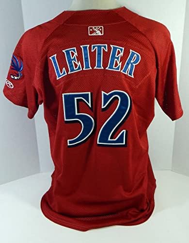 2015 Clearwater Harman Makineleri Mark Leiter 52 Oyun Kullanılmış Kırmızı Forma 100th Centennial - Oyun Kullanılmış MLB