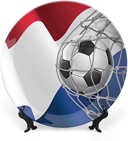 Futbol Gol ve Hollanda Bayrağı Dekoratif Levha Yuvarlak seramik tabak Kemik Çini Tabak Ekran Standı ile Parti Düğün Dekor