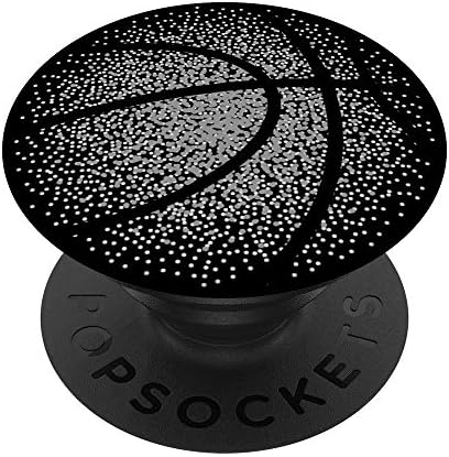 Erkekler veya Kızlar için Basketbol Siyah ve Gri Piksel Sanatı PopSockets Değiştirilebilir PopGrip