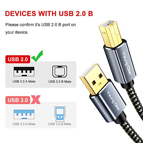 Yazıcı Kablosu 3 ft, USB Yazıcı Kablosu Yüksek Hızlı USB 2.0 A Erkek B Tipi Erkek Yazıcı Tarayıcı Kablosu Kablosu HP, Canon,