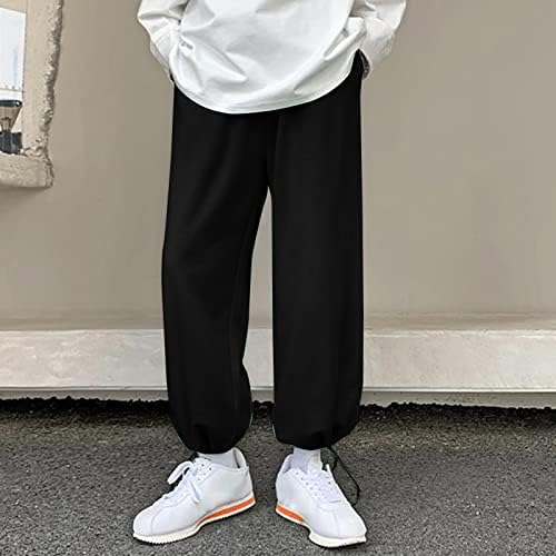 MIASHUI Büyük N Uzun Pantolon Sonbahar ve Kış Kırpılmış Pantolon Renk Katı Rahat erkek Dantel-up Yüksek Bel Aç Geri Cep