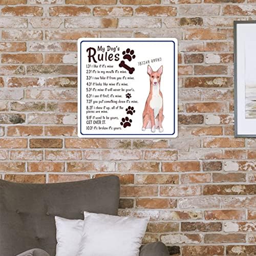 Alioyoit Komik Köpek Metal İşareti Plak Köpeğimin Kuralları Sarcastic Pet Köpek Alıntı ile Sevimli Yavru Köpek İşareti Sıkıntılı