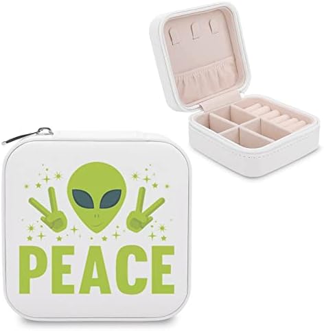 Alien Barış UFO Mücevher Kutusu Organizatör Ekran saklama kutusu Tutucu Hediye Kadınlar Kızlar için Küpe Kolye Yüzük Seyahat