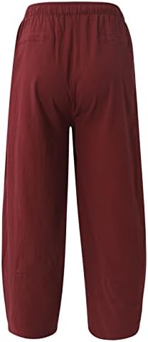 Erkek dökümlü pantolon İpli Pamuk Keten Geniş Bacak Yoga Pantolon Düz Renk dökümlü pantolon