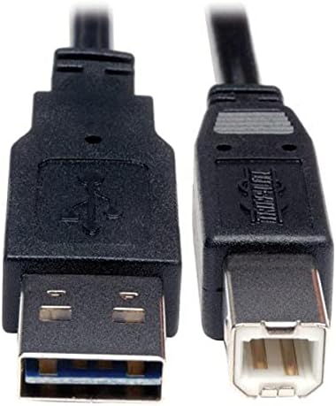 Tripp Lite Evrensel Geri Dönüşümlü USB 2.0 Yüksek Hızlı Kablo (Geri Dönüşümlü A'dan B'ye M/M) 1 ft.(UR022-001)