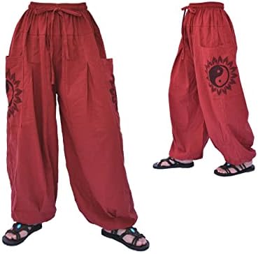 Siamrose Genie pantolon harem pantolon Erkek Kadın Rahat Yoga dinlenme pantolonu 2 Büyük Cepler