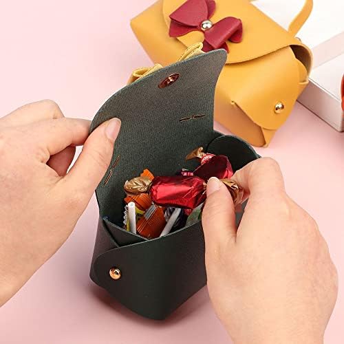 ZJHYXYH 1 pc Taşınabilir Deri Şeker Çanta Yaratıcı Renkli Çanta İlmek Parti Hediye Kutusu bozuk para cüzdanı Takı Ambalaj