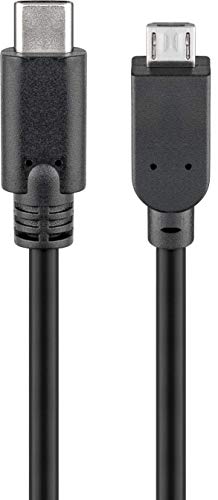 goobay 67895 USB 2.0 Kablosu, USB-C Erkek-Mikro-B 2.0, Siyah, 0,2 m Uzunluk
