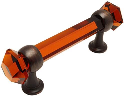 Cosmas 10 Paket 6393ORB-A Yağ Ovuşturdu Bronz Amber cam kapı kolu ve tokmağı Çekme-3 inç (76mm) delik Merkezleri