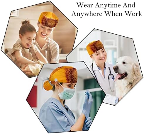Sarı Ayçiçeği çalışma Kapağı Düğme ve Ter Bandı 2 ADET Kullanımlık Cerrahi Cerrahi Şapkalar At Kuyruğu Tutucu, Çok Renkli