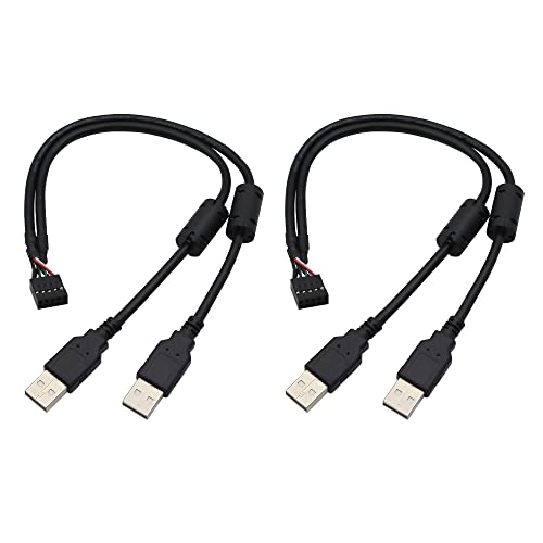 PNGKNYOCN 10Pin Anakart Dişi Başlık çift USB Adaptör Kablosu, 2 Paket Dupont IDC 10-Pin USB 2.0 Erkek Genişletici Splitter